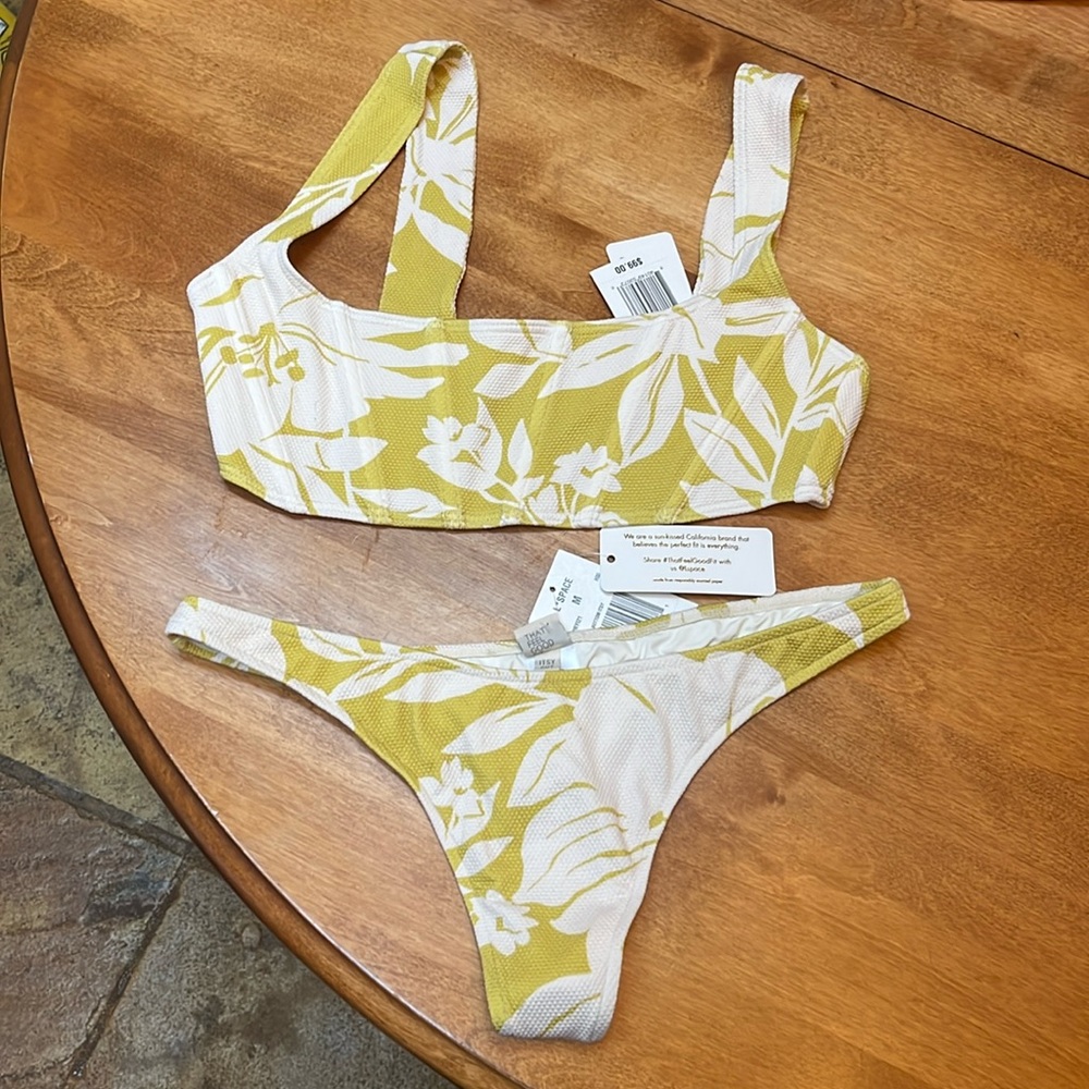 NWT L*Space Odessa Corset Bikini Top Rylee Thong Cheeky Bottoms Havana Blooms